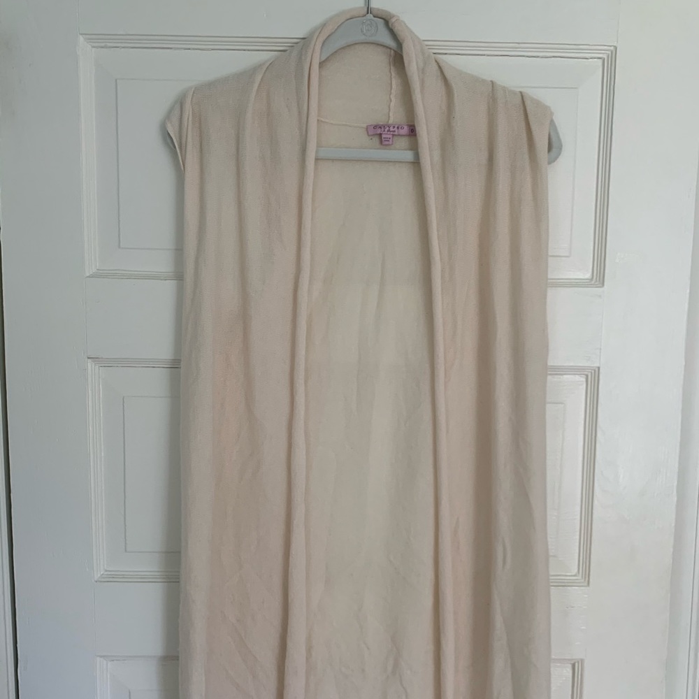 Calypso st. barth cream sleeveless cardigan